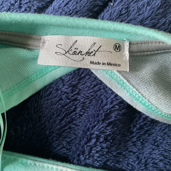 Skin Green and Blue Tie Front Relaxed Hoodie - Picture 3 of 3